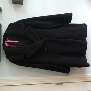 Lucky Brand black teddy coat XL NWOT  knee length classic 2 button jacket